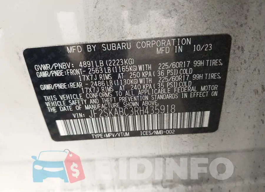 JF2SKABC3RH435918 Photo# 9