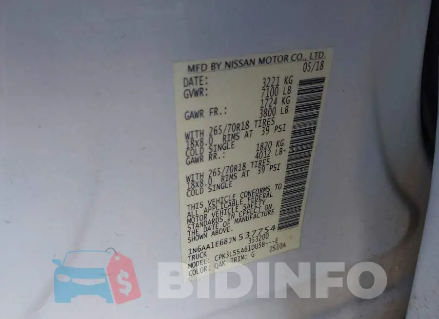 1N6AA1E68JN537754 Photo# 9