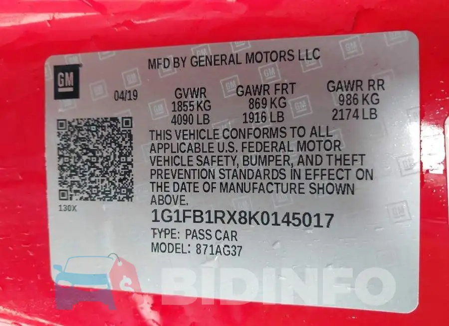 1G1FB1RX8K0145017 Photo# 9