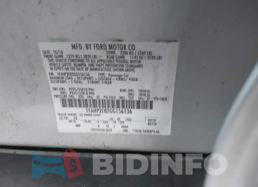 1FAHP2E82GG156136 Photo# 9
