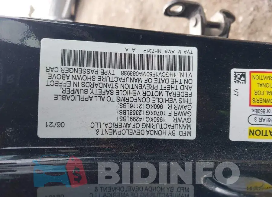 1HGCV1F50MA083938 Photo# 9