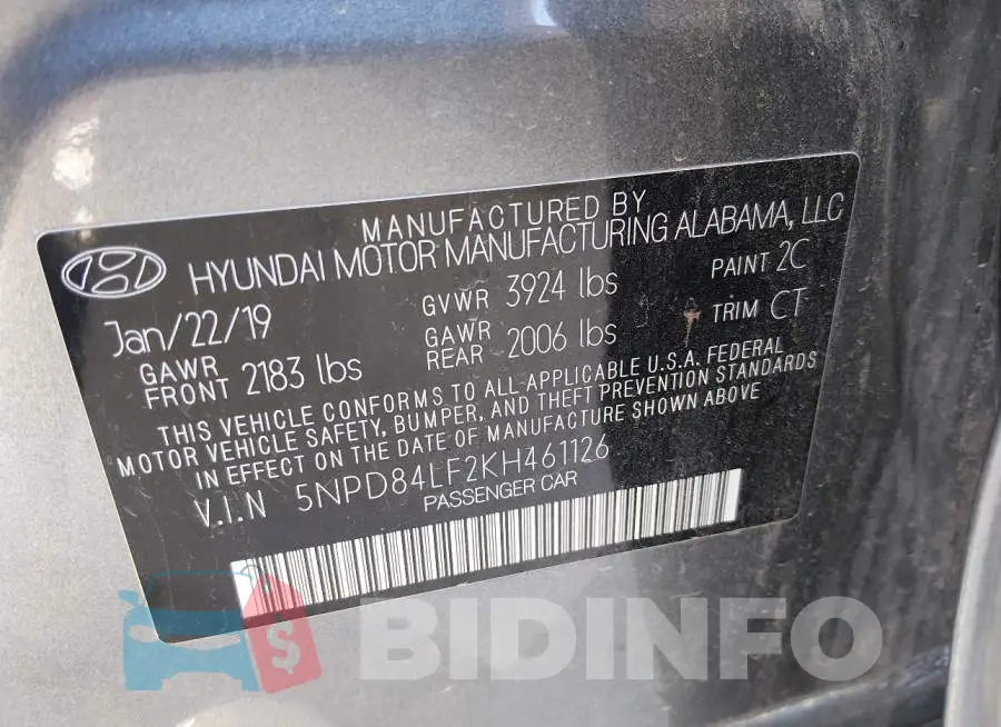 5NPD84LF2KH461126 Photo# 9