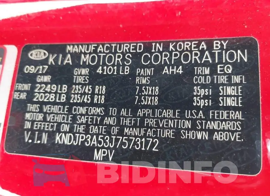 KNDJP3A53J7573172 Photo# 9