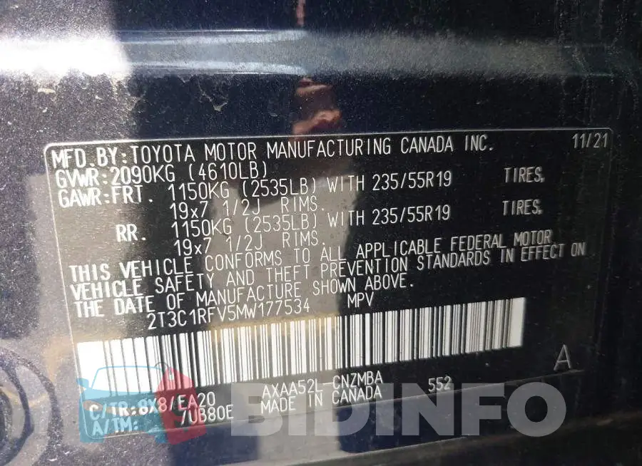 2T3C1RFV5MW177534 Photo# 9