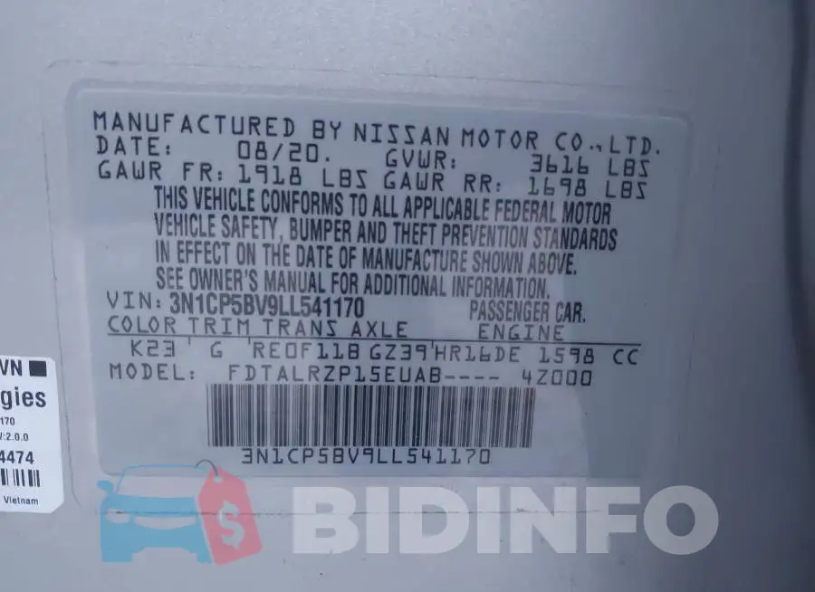 3N1CP5BV9LL541170 Photo# 9