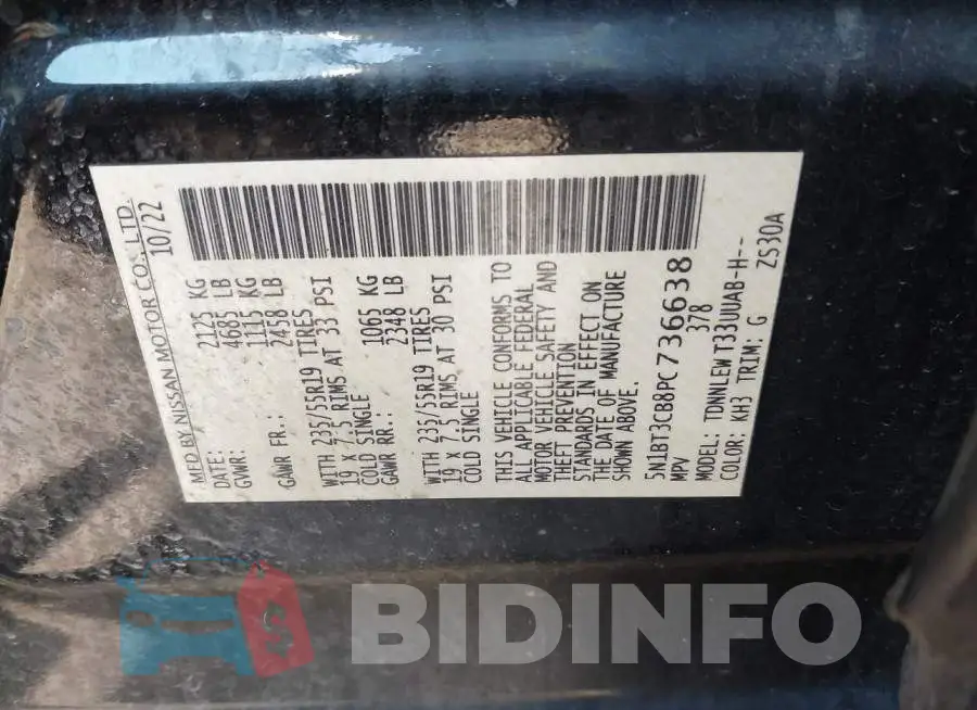 5N1BT3CB8PC736638 Photo# 9