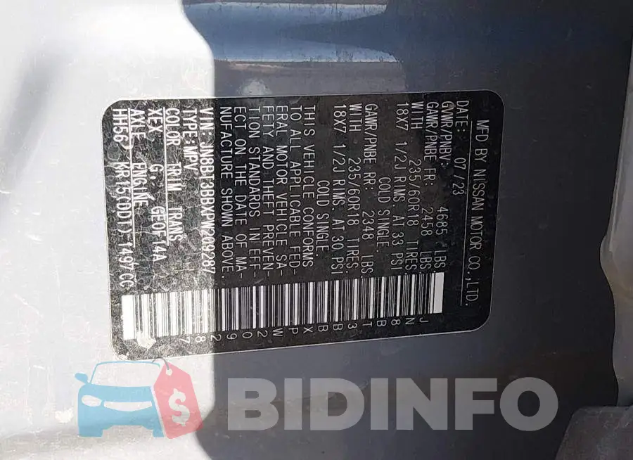 JN8BT3BBXPW209287 Photo# 9
