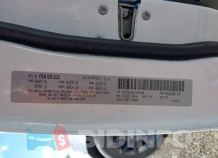 2C3CDXJG2JH291480 Photo# 9