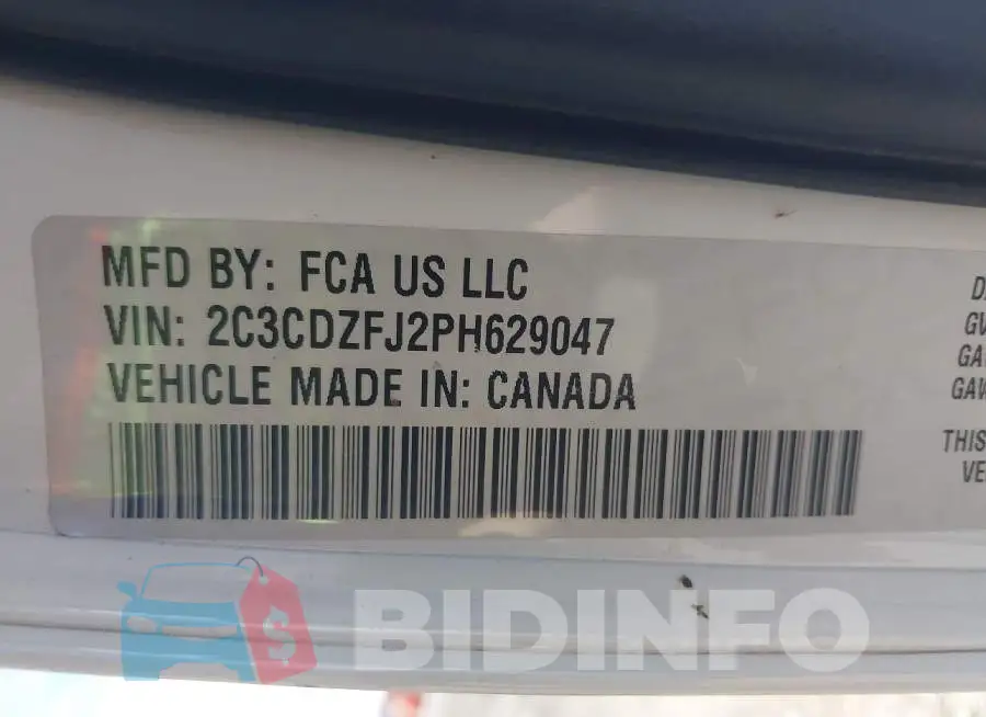 2C3CDZFJ2PH629047 Photo# 9