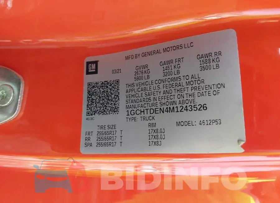 1GCHTDEN4M1243526 Photo# 9