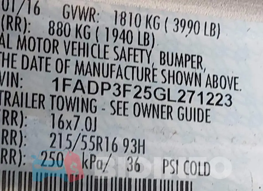1FADP3F25GL271223 Photo# 9