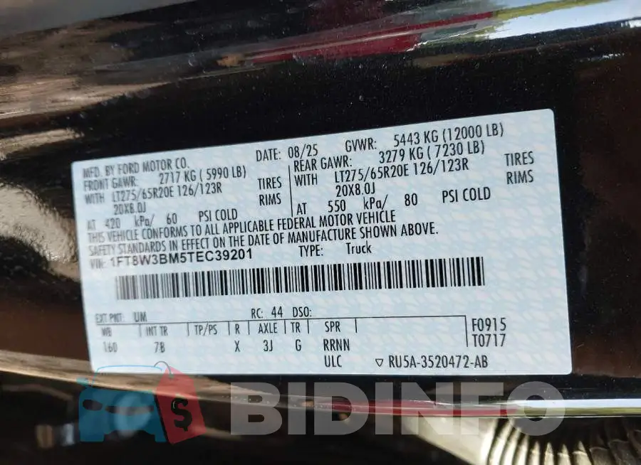 1FT8W3BM5TEC39201 Photo# 8