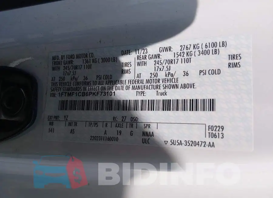 1FTMF1CB6PKF73101 Photo# 9