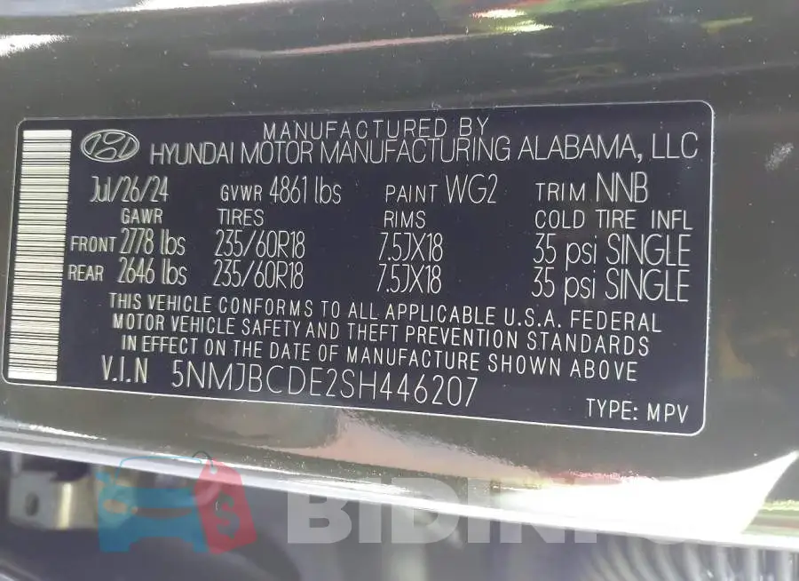 5NMJBCDE2SH446207 Photo# 9