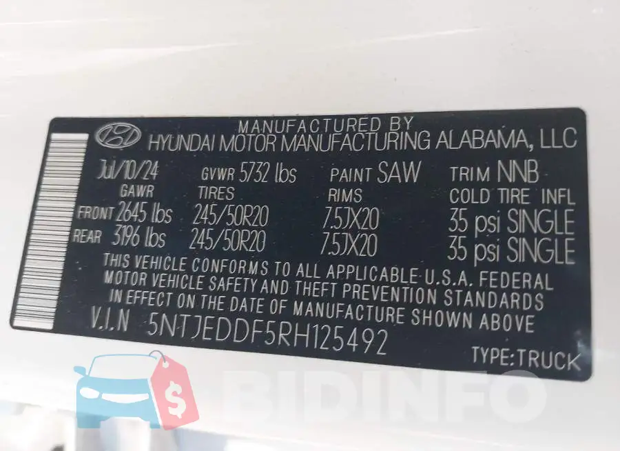 5NTJEDDF5RH125492 Photo# 9