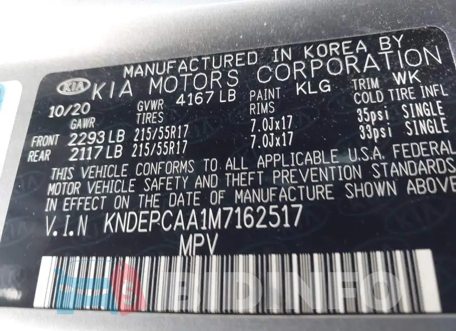 KNDEPCAA1M7162517 Photo# 9