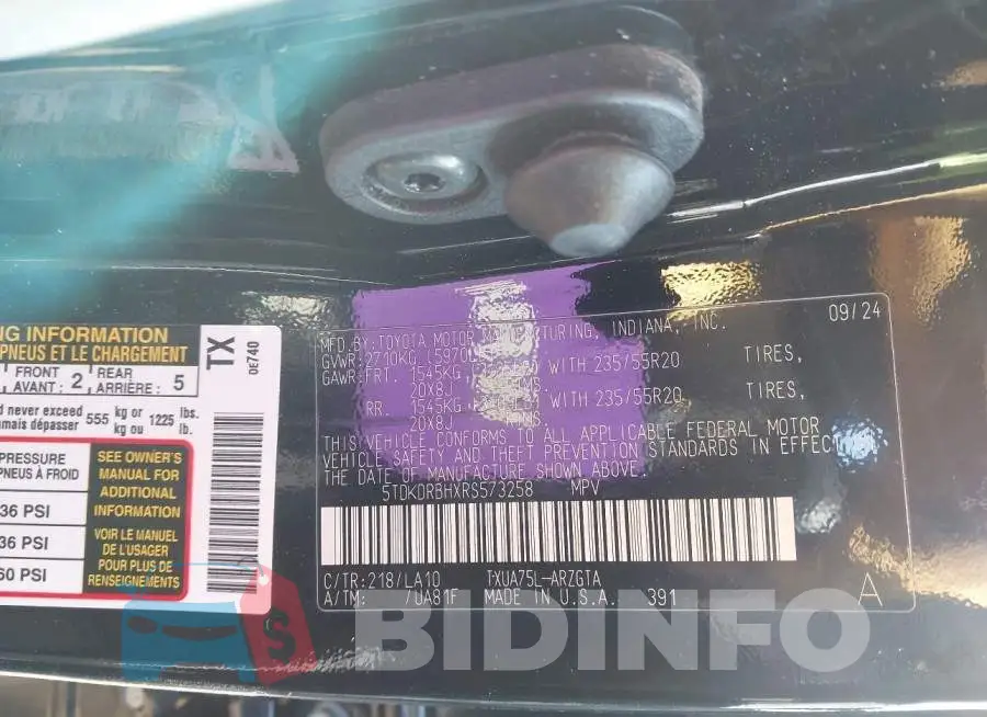 5TDKDRBHXRS573258 Photo# 9