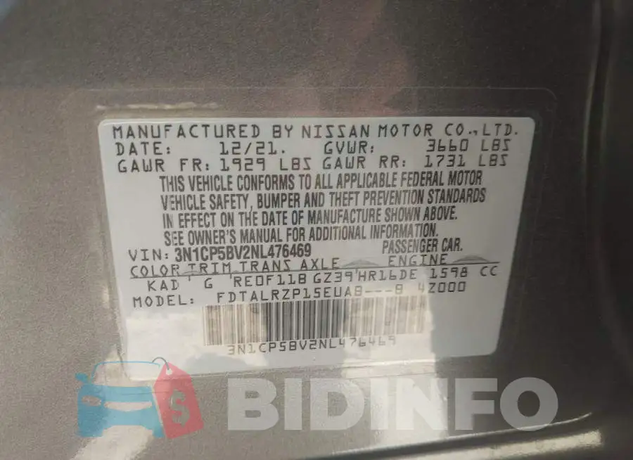 3N1CP5BV2NL476469 Photo# 9