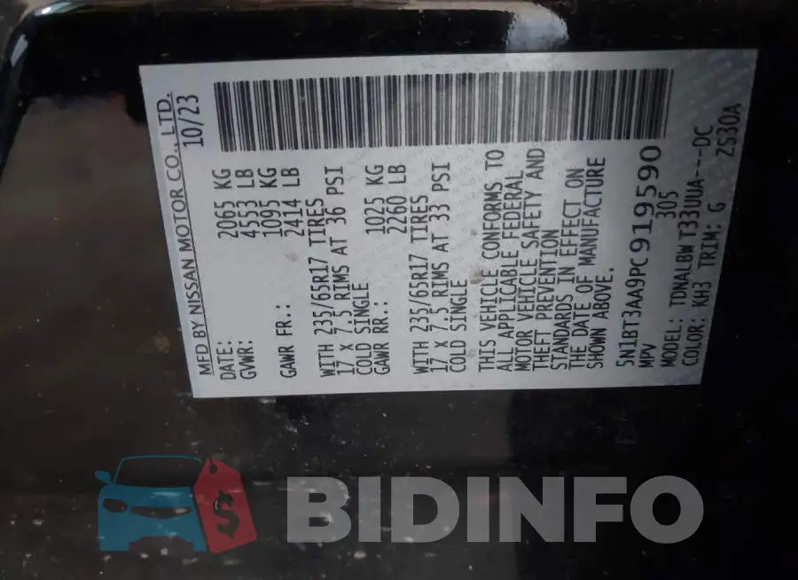 5N1BT3AA9PC919590 Photo# 9