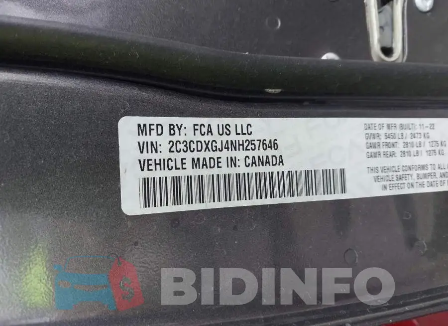 2C3CDXGJ4NH257646 Photo# 9