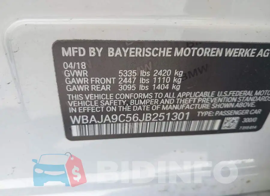 WBAJA9C56JB251301 Photo# 9