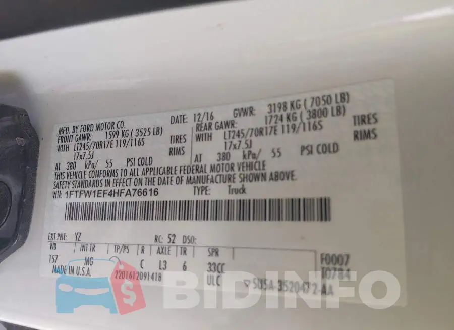 1FTFW1EF4HFA76616 Photo# 9