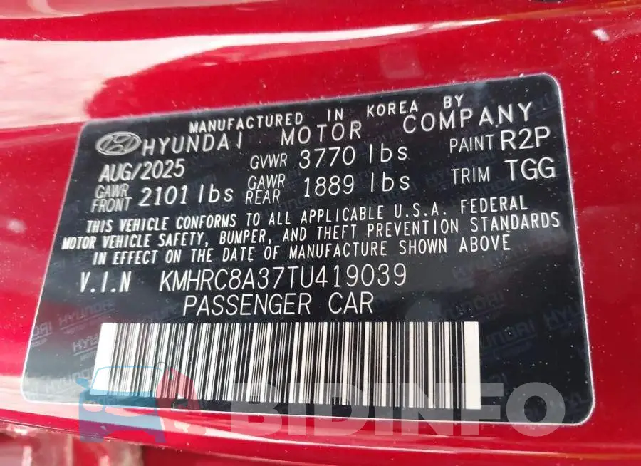 KMHRC8A37TU419039 Photo# 9