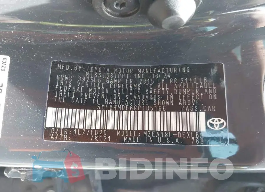 5YFB4MDE6RP185166 Photo# 9