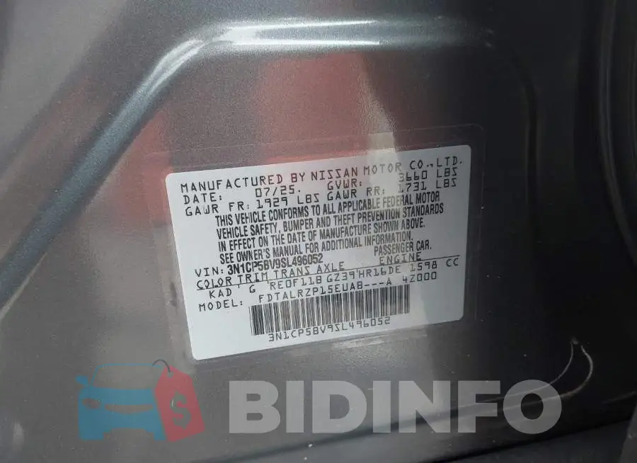 3N1CP5BV9SL496052 Photo# 9