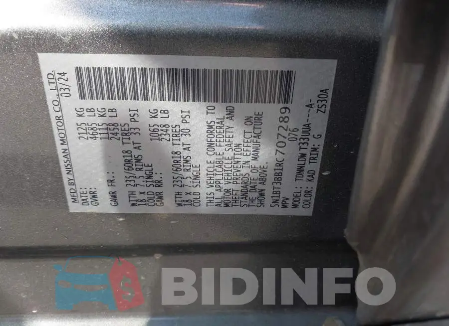 5N1BT3BB1RC707289 Photo# 9