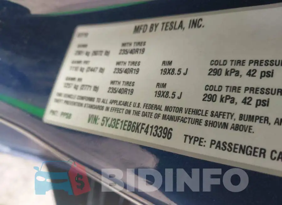 5YJ3E1EB6KF413396 Photo# 9