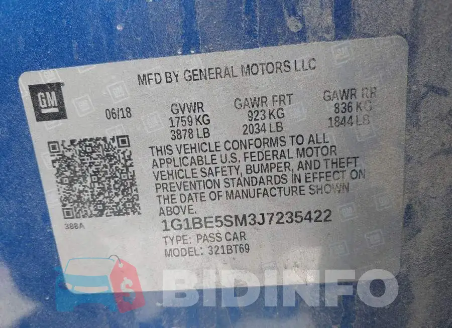1G1BE5SM3J7235422 Photo# 9