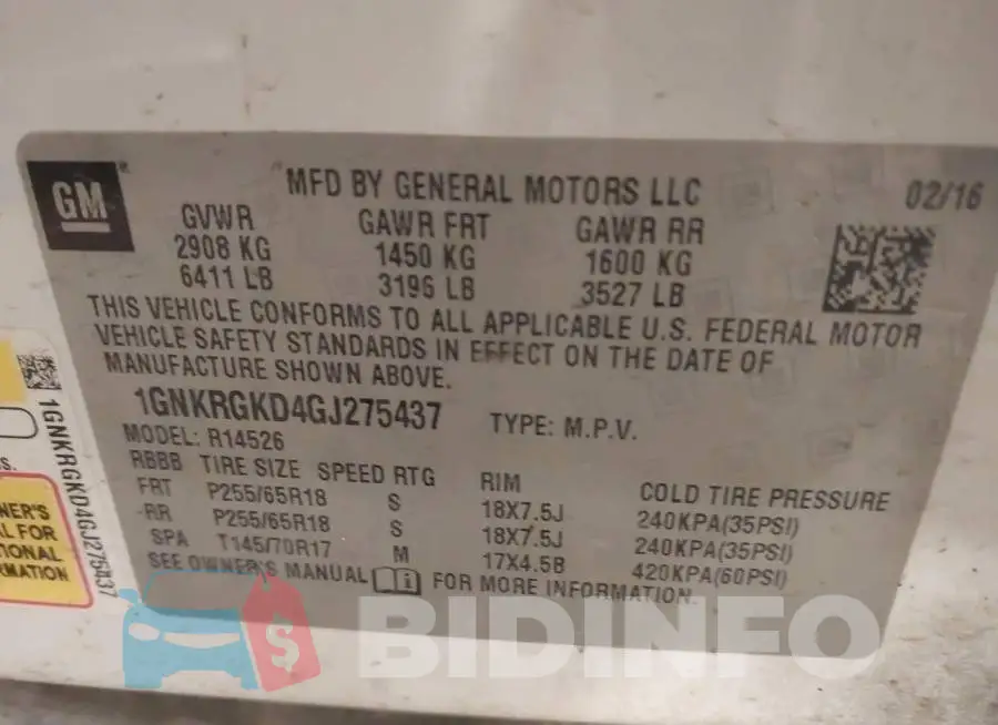 1GNKRGKD4GJ275437 Photo# 9