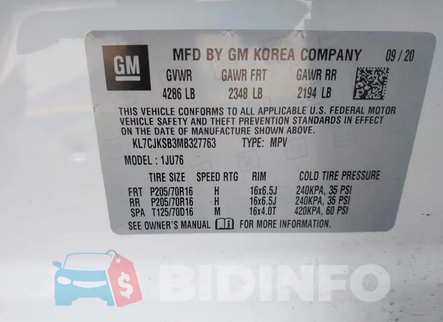 KL7CJKSB3MB327763 Photo# 9