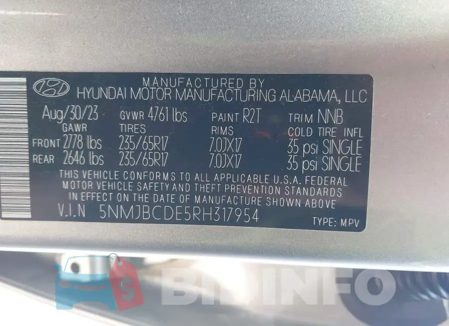 5NMJBCDE5RH317954 Photo# 9