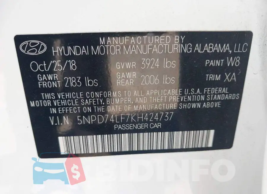 5NPD74LF7KH424737 Photo# 9