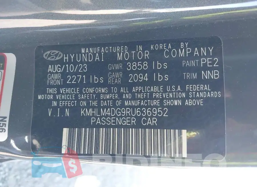 KMHLM4DG9RU636952 Photo# 9