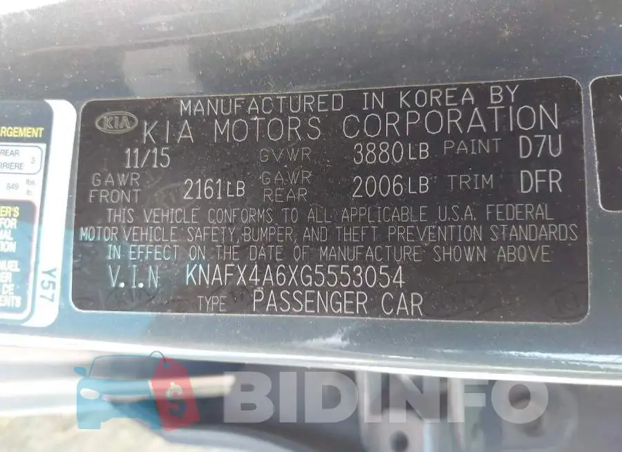 KNAFX4A6XG5553054 Photo# 9