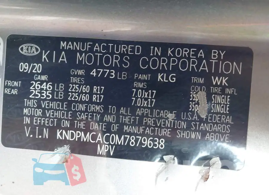 KNDPMCAC0M7879638 Photo# 9