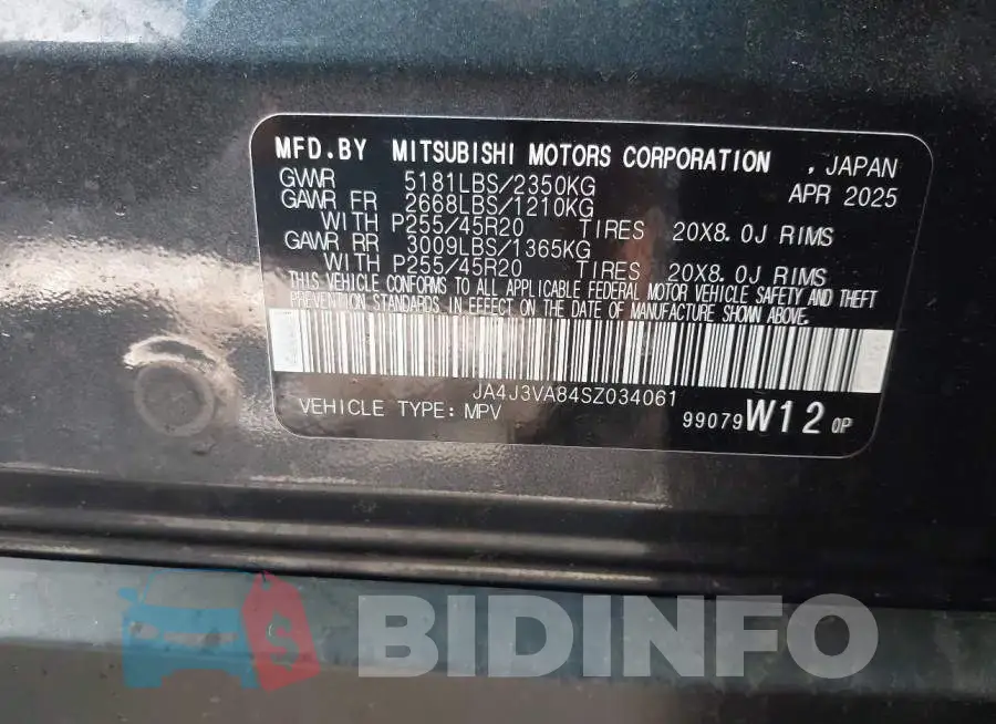 JA4J3VA84SZ034061 Photo# 9