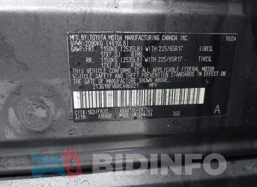 2T3G1RFV6RC486021 Photo# 9