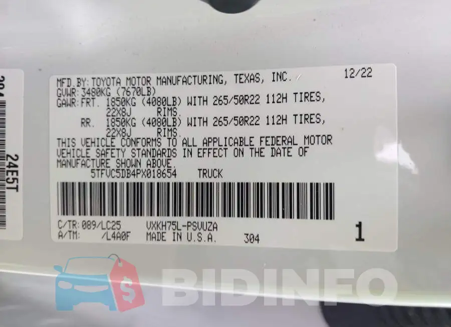 5TFVC5DB4PX018654 Photo# 9