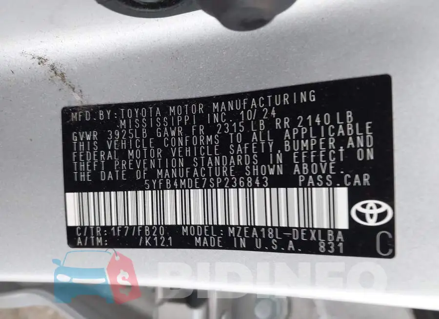 5YFB4MDE7SP236843 Photo# 9