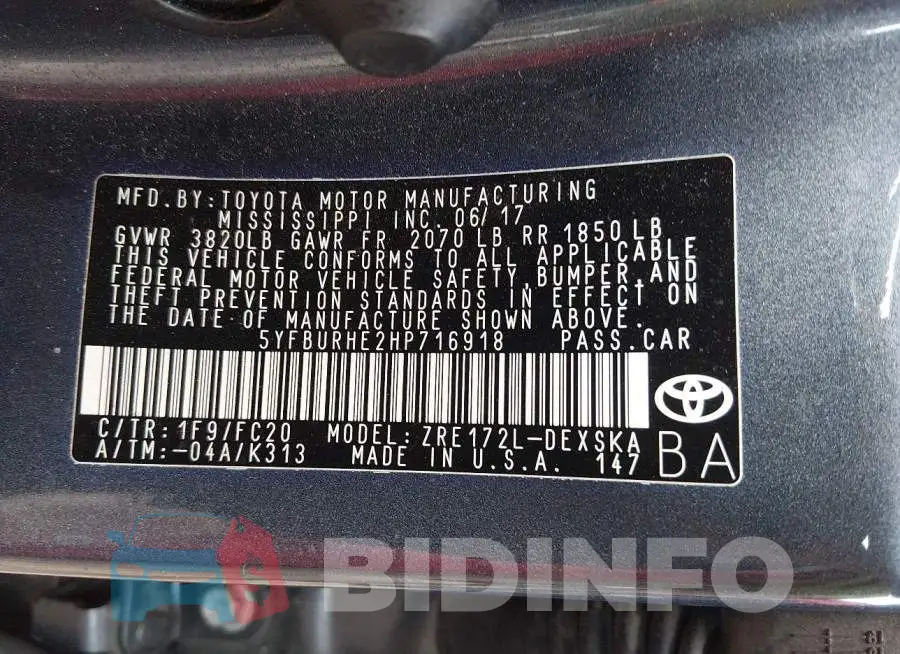 5YFBURHE2HP716918 Photo# 9