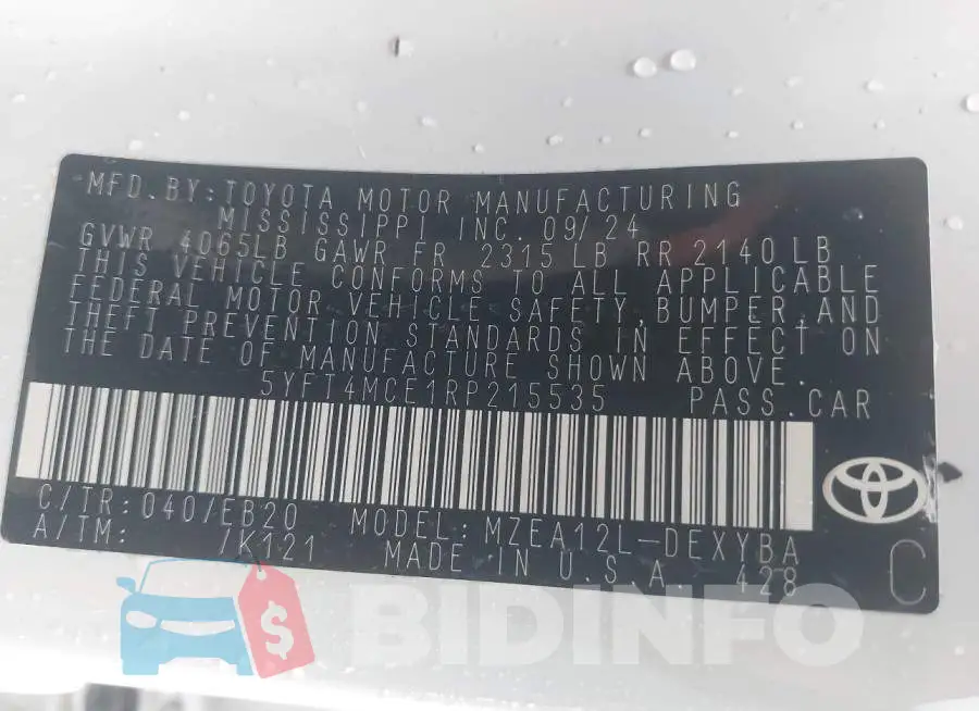 5YFT4MCE1RP215535 Photo# 9