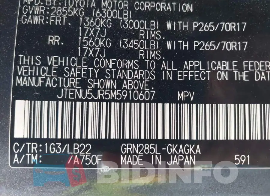 JTENU5JR5M5910607 Photo# 9