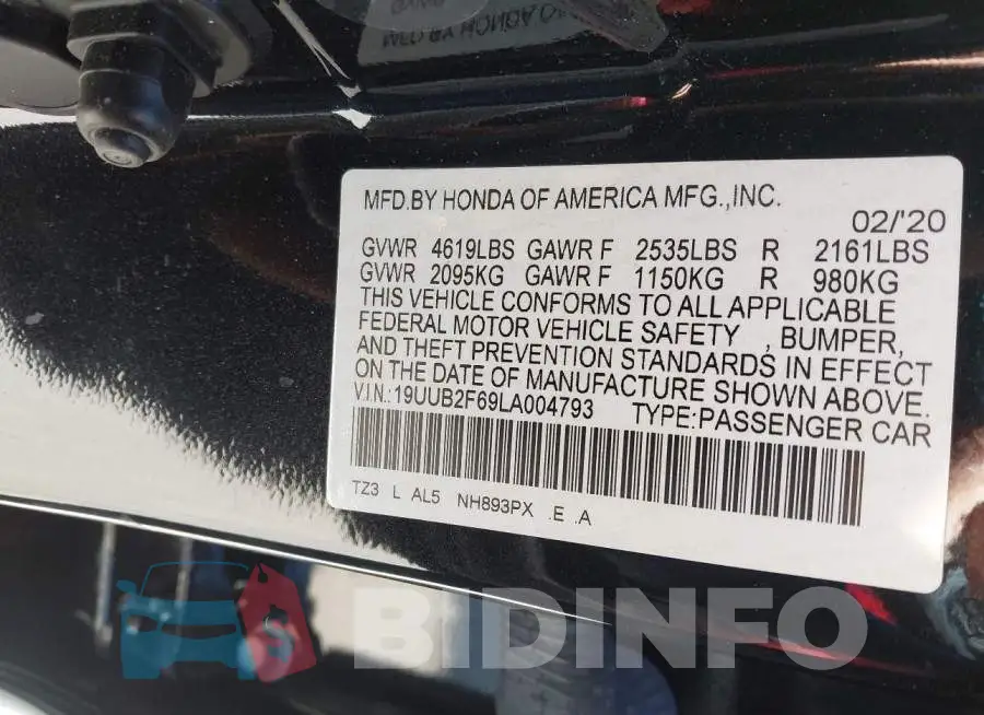 19UUB2F69LA004793 Photo# 9