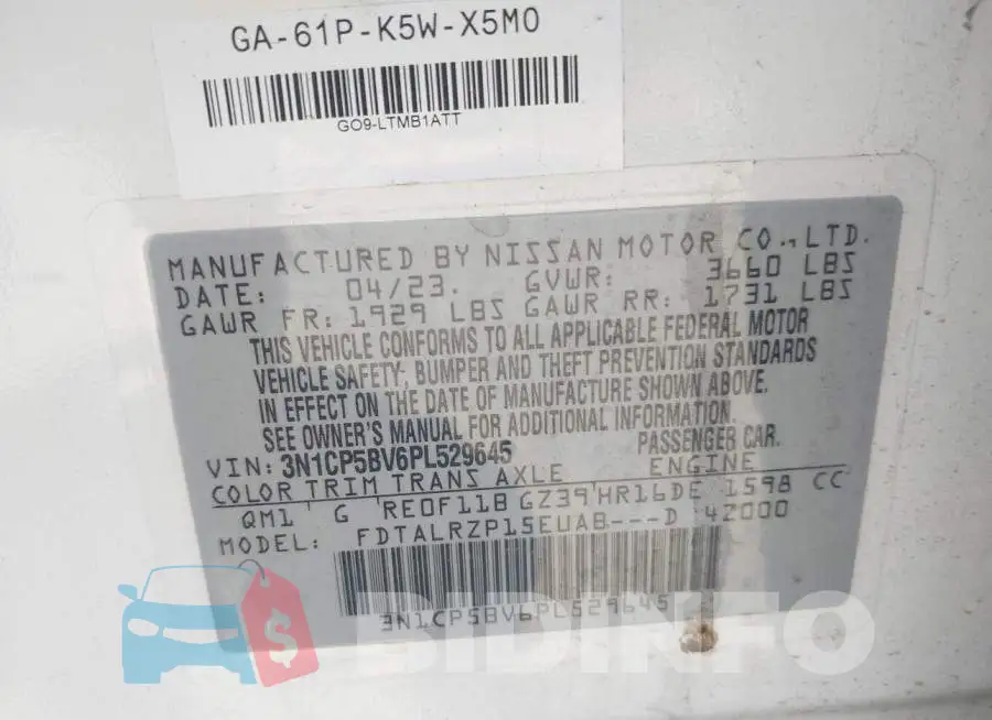 3N1CP5BV6PL529645 Photo# 9