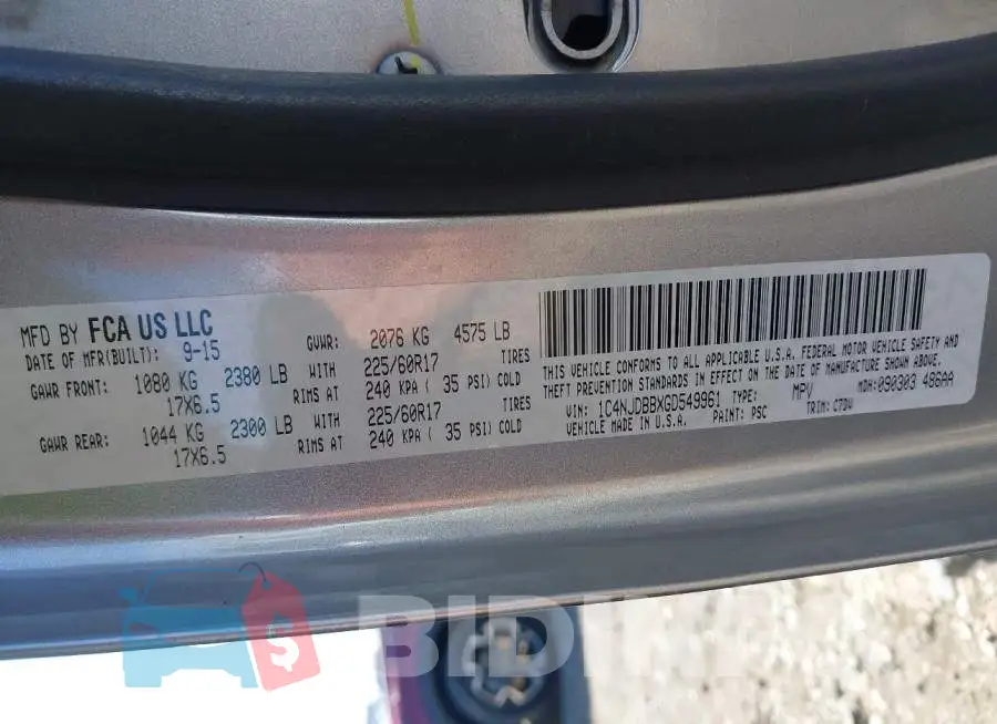 1C4NJDBBXGD549961 Photo# 9