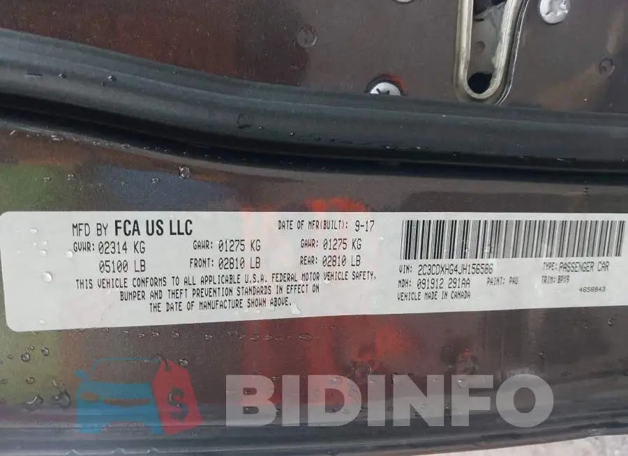 2C3CDXHG4JH156586 Photo# 9